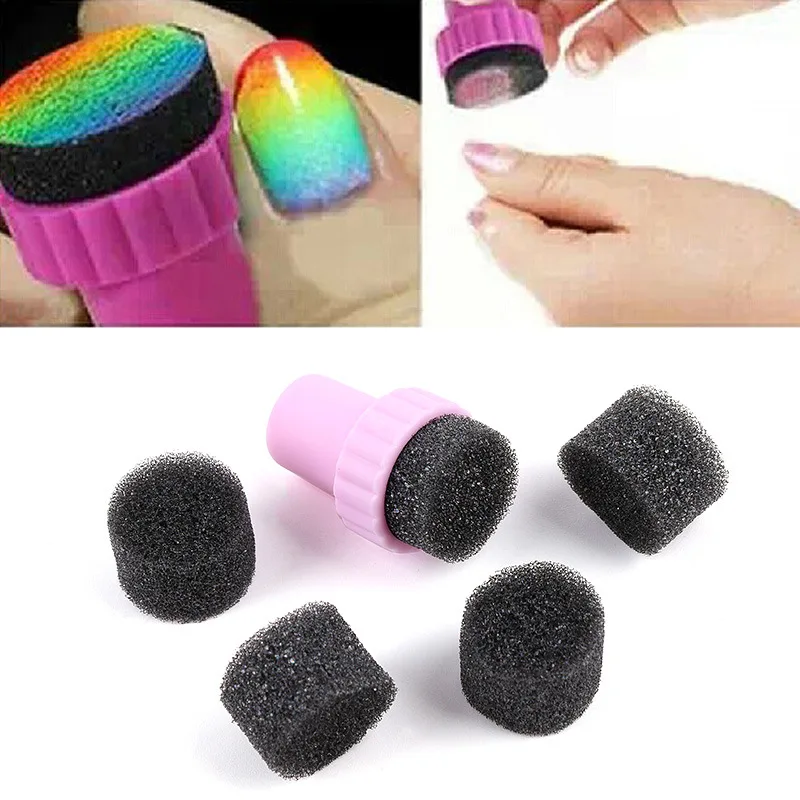 

4pcs/Pack Nail Art Sponge Stamp Stamping Polish Template Transfer DIY Design Kit Deco nail stamp tool Nail Art Paint Stencil