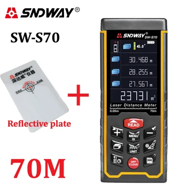 SNDWAY цифровой лазерный дальномер цветной дисплей Rechargeabel 100M-70M-50M лазерный дальномер измеритель расстояния - Цвет: 70M