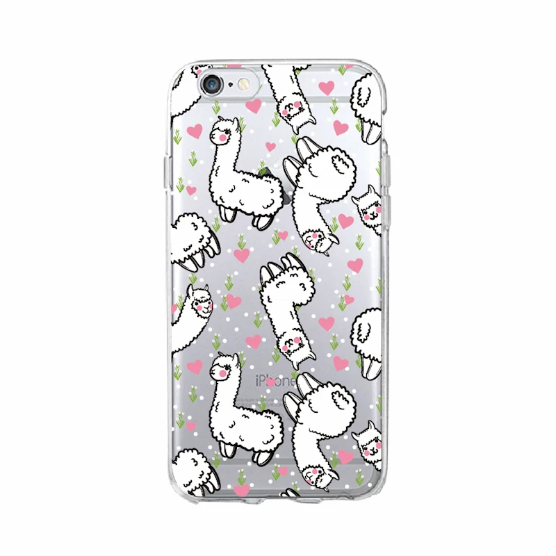 Kawaii милые ламы альпаки Животные мультфильм мягкий чехол для телефона iPhone X 5 5S 6 6s