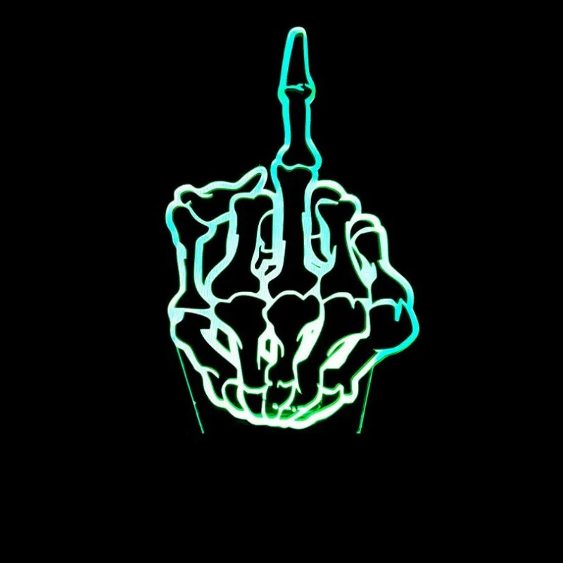 3D визуальный кость средний палец светодиодный светильник разноцветный