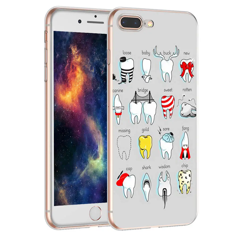 Чехол для определения зубов, зубных зубов для iPhone X, 5 S, 5S, XR, XS, Max, SE, 6, 6 S, 7, 8 Plus, мягкий силиконовый чехол для телефона - Цвет: SJK2054002TM