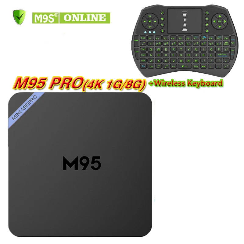 M95 PRO Amlogic S905W Android 7 1 KD17.5 ТВ коробка 4 ядра ГБ + 8 К 1080 P видео потокового Коробки I9