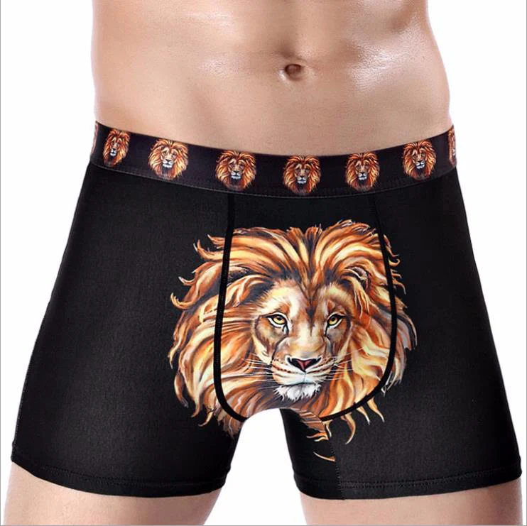Lion Боксеры с рисунками из мультфильмов, сексуальное мужское нижнее белье, тигровые трусы-боксеры из Ice Silk, шорты для мужчин, Cueca, боксеры, трусы, мужские боксеры, нижнее белье, трусы YH17 - Цвет: Lion
