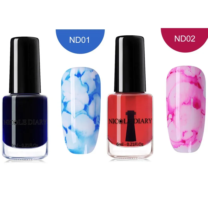 6ml Set 2 NICOLE DIARY 15 мл Лак для ногтей Цветущий гель для ногтей акварельные чернила эффект дыма смазывание пузырь лак для творчества Маникюр украшения - Цвет: 6ml Set 2