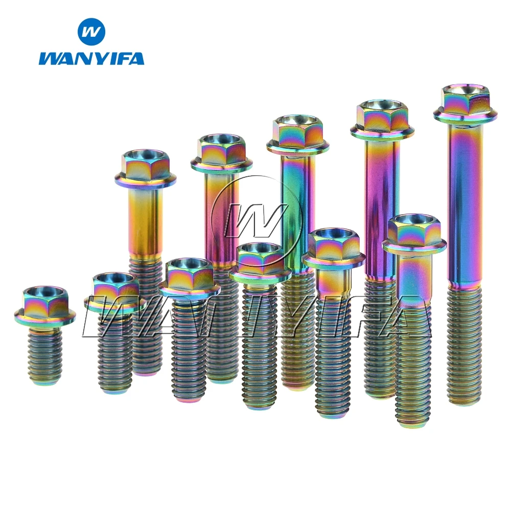 Титановый "Wanyifa" болты M8x 15 20 25 30 35, 40 45 50 55 60 65 мм болты с шестигранной головкой фланцевой болт мотоцикла тормозной диск Винт