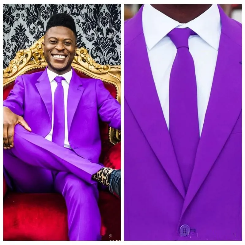 Fashion new product release men's purple jacket pants classic minimalist design best man dance party groom wedding custom dress | Мужская