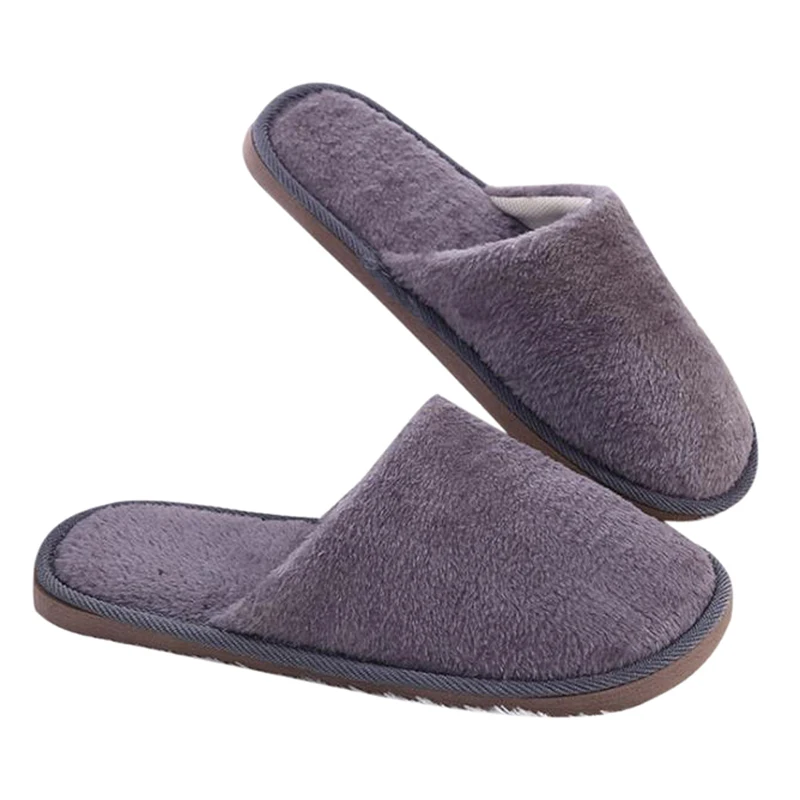 gray Litthing/однотонные зимние теплые домашние тапочки; мужские и женские домашние тапочки; домашние тапочки из хлопка; домашняя плюшевая обувь с нескользящей подошвой - Цвет: gray