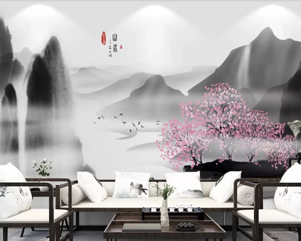 

Chinese ink landscape 3d wallpaper papel de parede,living room sofa tv wall bedroom restaurant wallpaper papers home decor mural