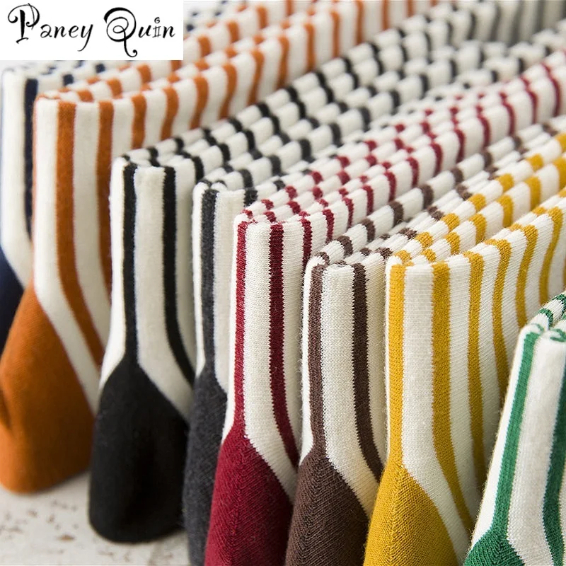 1 пара женские носки теплые модные яркие в полоску хлопковые толстые длинные