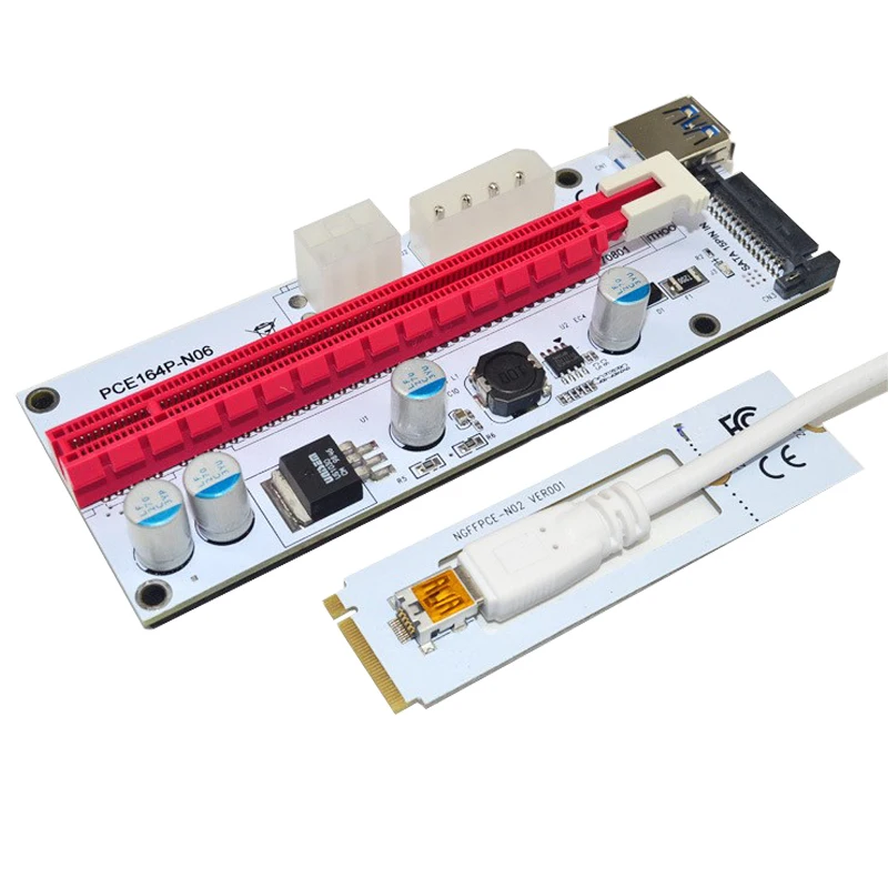 Переходная карта M.2 NGFF на PCI E X16 разъем для майнинга m.2 Райзер с sata 6pin 4pin molex