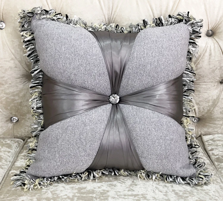 NEW Europe linen square pillow cushion velvet add filling tassel handmade home car bed sofa living room dec wholesale FG1133