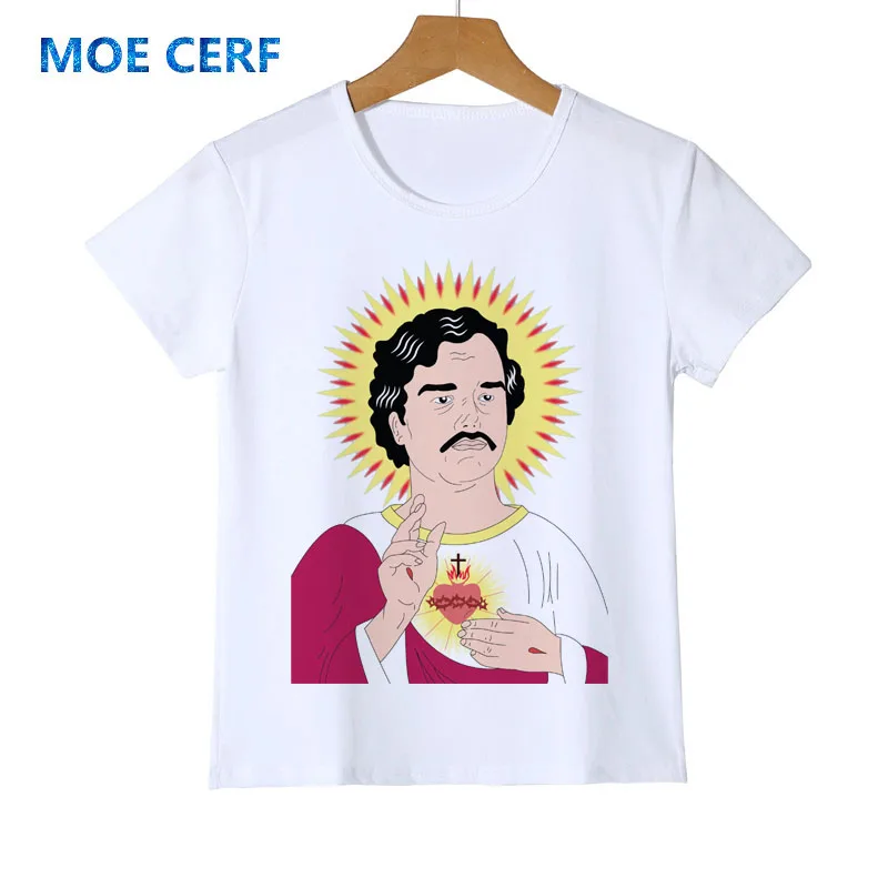 Забавная детская футболка с принтом Jesus Pablo Escobar одежда короткими рукавами для