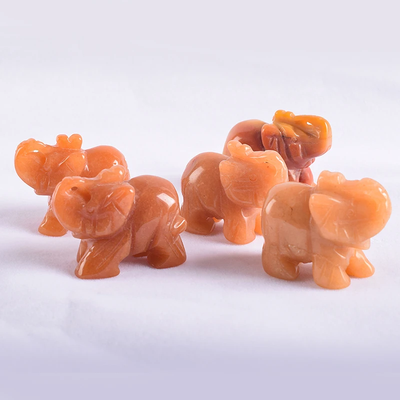 Ручная резная статуя из натурального камня мини-статуя с животными красная