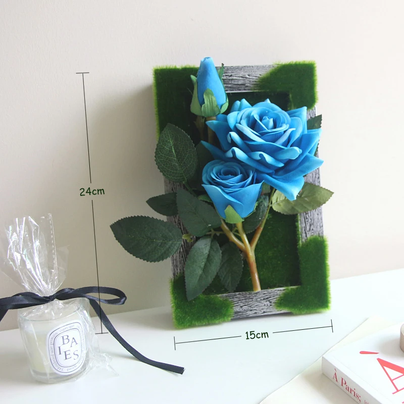

JAROWN Wall Mounted 3D Simulation Rose Flowers Photo Frame Wedding Decoration Artificial Silk Flower Home Decor