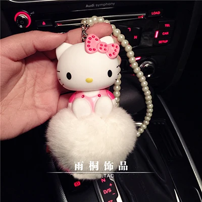 white 1 шт. hello kitty KT милый кот интерьер автомобиля кулон украшения Аниме куклы аксессуары для стайлинга автомобилей - Название цвета: white