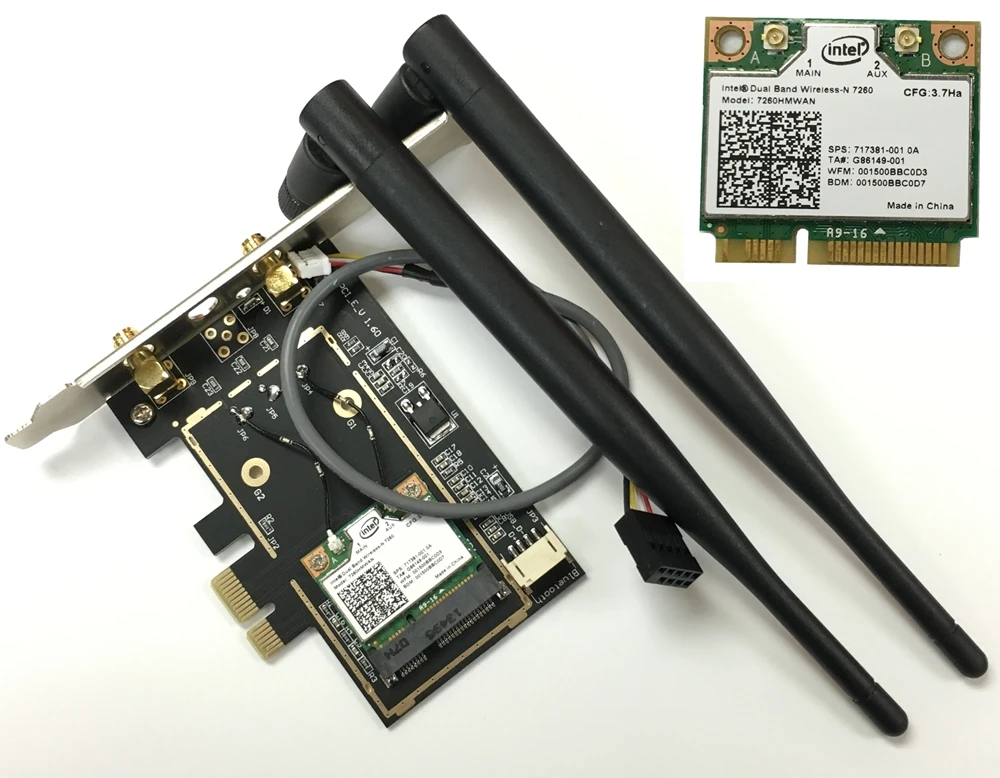 6DB антенны Intel Dual Band Wireless AN 7260 7260AN 7260HMWAN 2 4 & 5G 300M BT4.0 PCI E 1X PCIe WiFi беспроводная карта