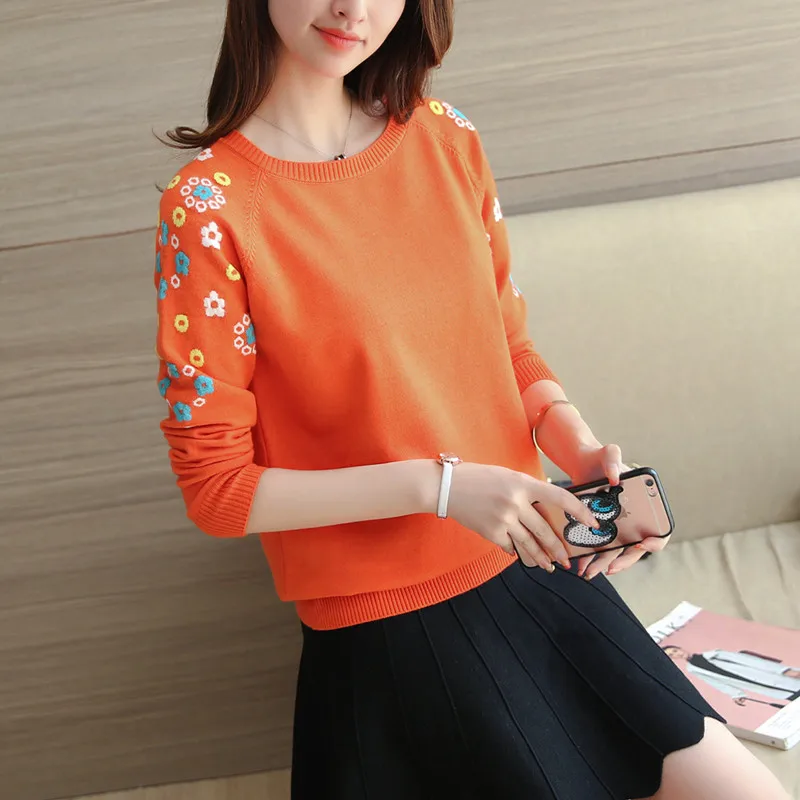 3606 свитер с вышивкой в виде головы футболки платье комплект цветами 32|embroidery