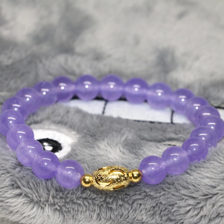 Оптовая цена 8 мм натуральный камень яшма Фиолетовые женские браслеты круглые