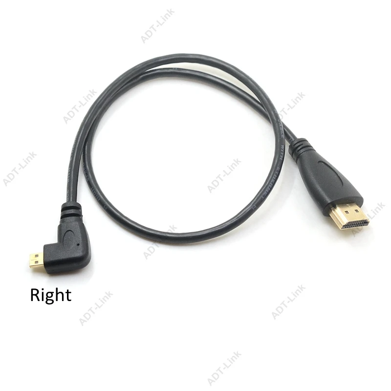 Micro HDMI совместимый Type D вверх и вниз левый правый угловой локтевой кабель 50 см 3D 4K