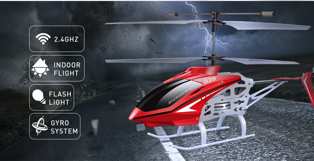 Syma S39 2,4G 3CH RC вертолет с гироскопом светодиодный пульт дистанционного управления 100 м