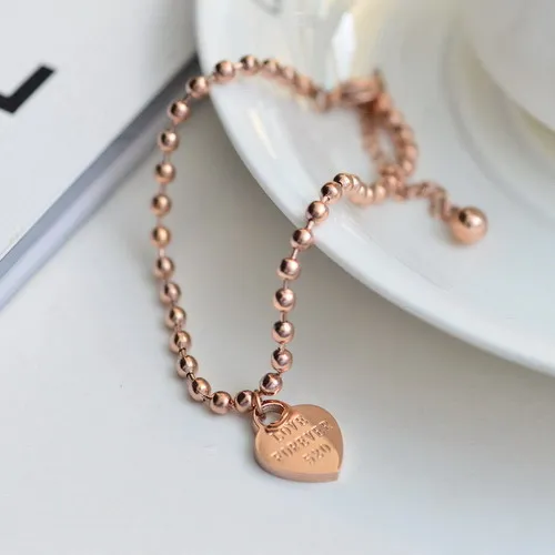 Модный брендовый браслет YUN RUO цвета розового золота с подвесками в форме сердца