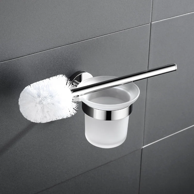 Toilet Brush Holder Высокое качество SUS 304 нержавеющая сталь набор аксессуаров для ванной комнаты хромированная вешалка для полотенец держатель для бумаги кольцо для полотенец Настенный - Цвет: Toilet Brush Holder
