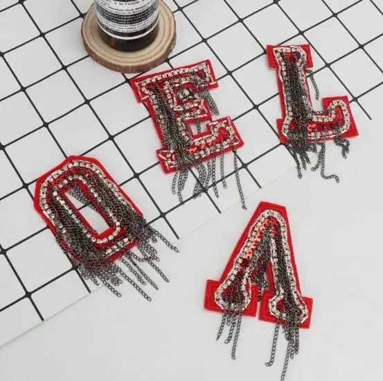 30set/lot Handmade LOVE Patches With Chain 8x6cm Vintage Punk Style Clothes Sticker DIY Cloth Badges Wholesale | Дом и сад