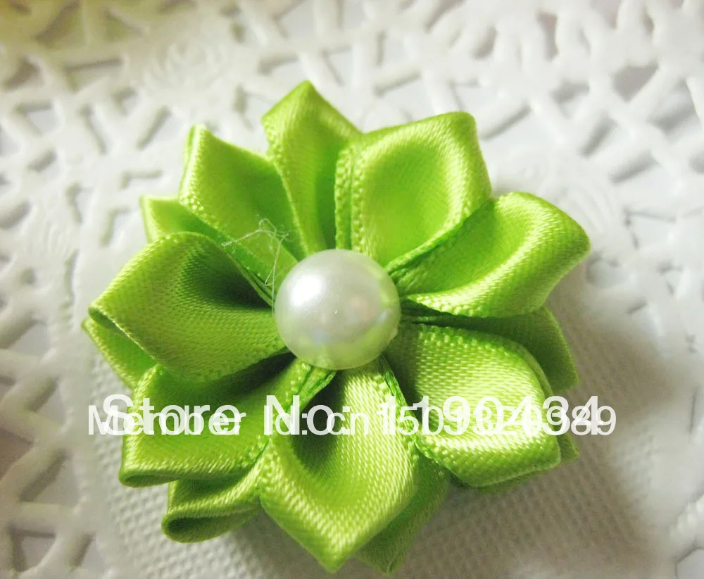Девушки DIY цветок аксессуары для волос Magnolia Pearl Petite без зажима Сатиновые ленты