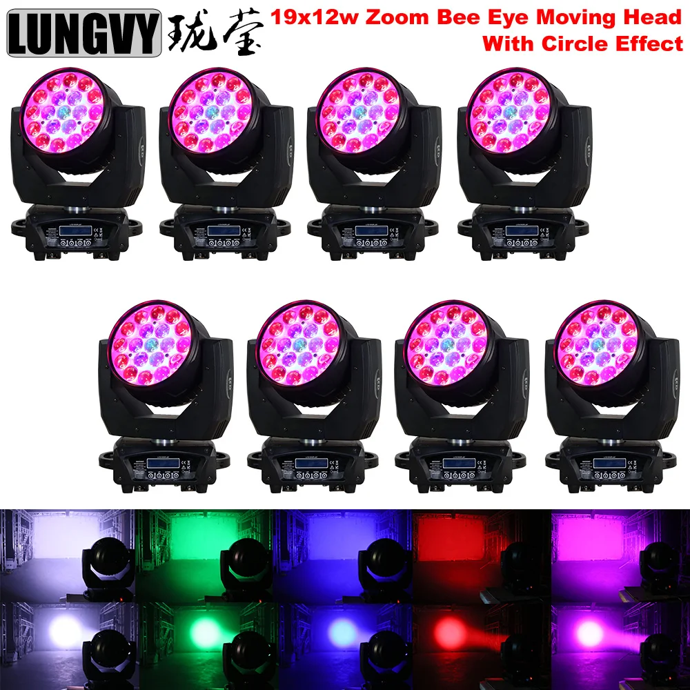 Бесплатная доставка 8 шт./лот новинка 19x12 Вт RGBW Zoom Led движущаяся головка моющийся