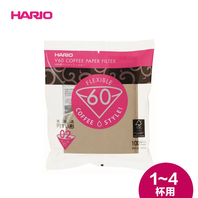 VCF02100M Япония Импорт Hario V60 фильтр для кофе 02 Количество Кофе натуральный бумажные фильтры для 4 стаканов для бариста VCF-01-100 капающая бумага - Цвет: VCF02100M