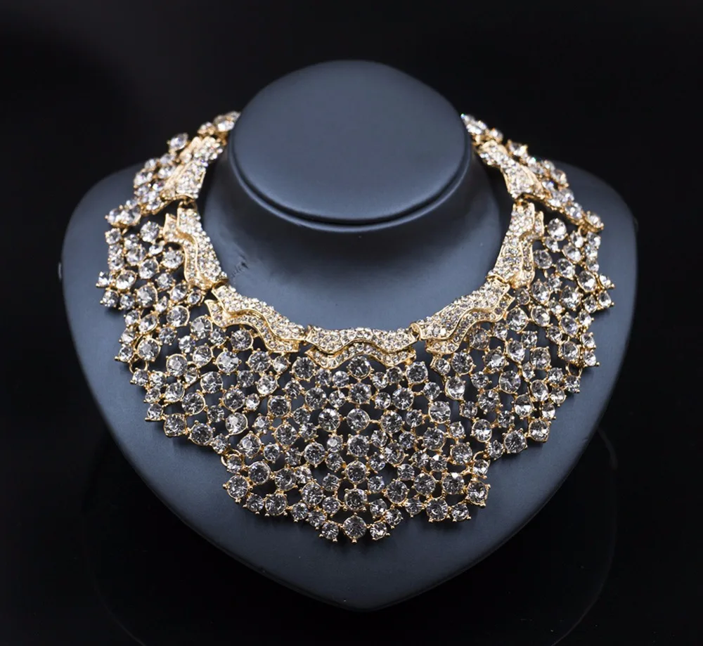 Женский Свадебный комплект из колье и серёг с кристаллами|necklace earring|wedding jewelrynecklace