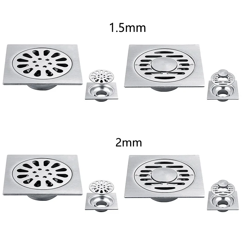 4 дюймовый квадратный Слив для пола из нержавеющей стали со съемным покрытием