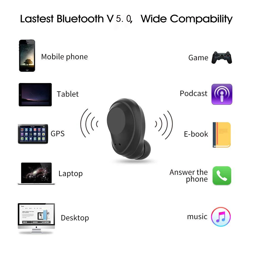 Спортивные Портативный наушники-вкладыши TWS вкладыши Bluetooth V5.0 Беспроводной