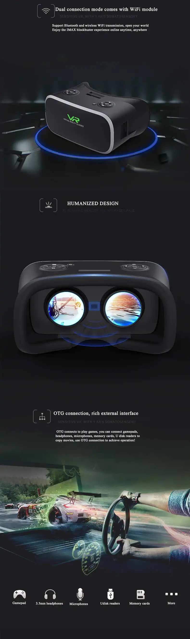 VR SHINECON, все в одном, AI0-04, Wifi, bluetooth, VR очки, VR шлем, смарт, 3D, виртуальная редкость, очки, Heatset Pro, Новинка