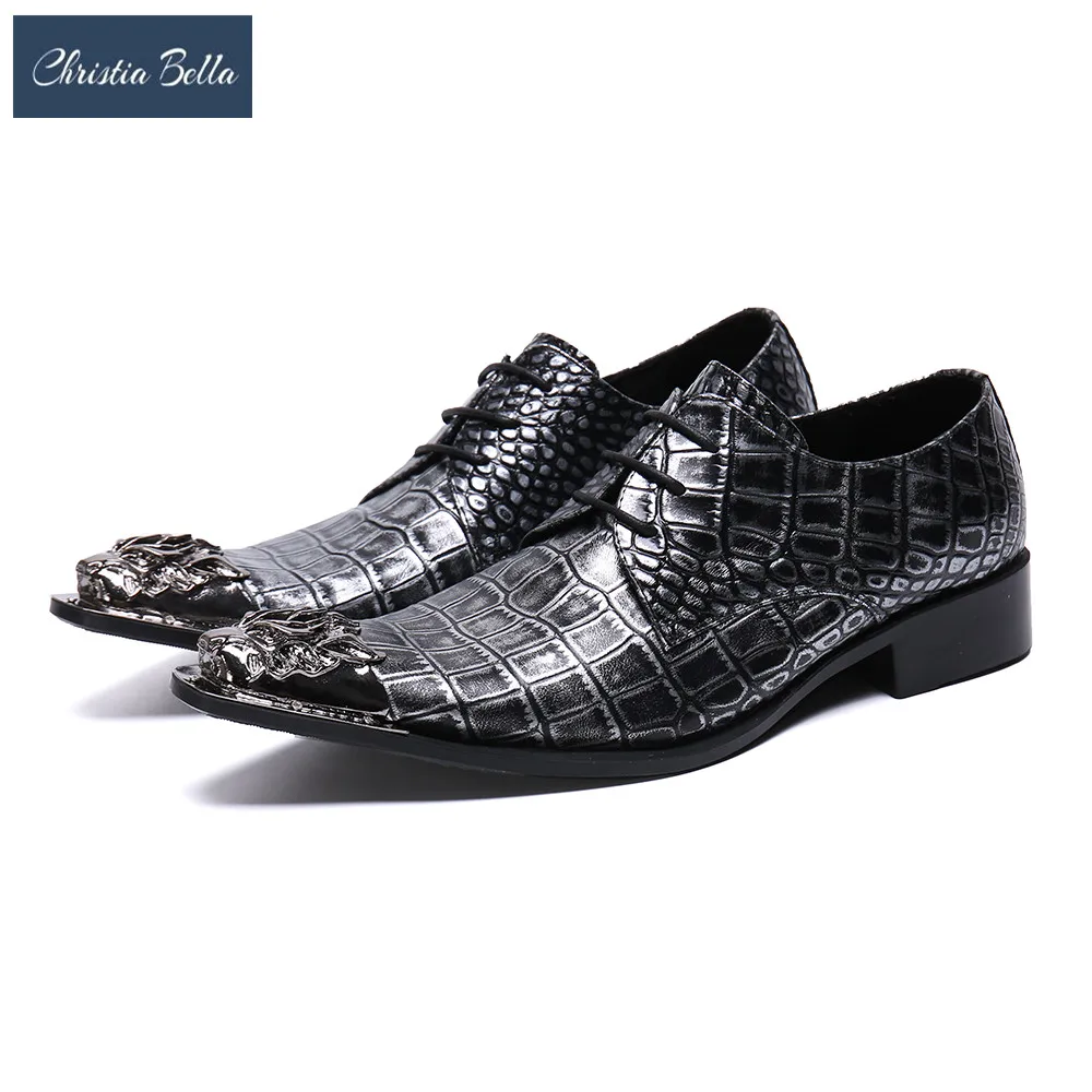 Christia Bella Британский Stone Pattern мужские Вечерние кожаные Туфли под платье оксфорды с