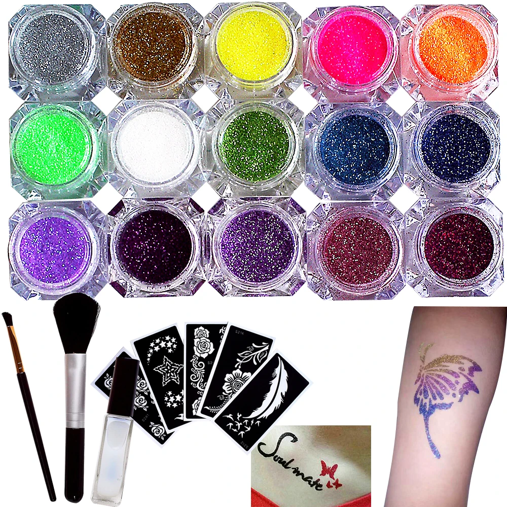 1 Набор Мерцающая блестящая пудра 24 цвета набор для татуировок временная