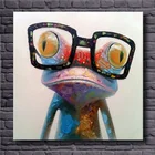 Ручная Роспись Акриловых холстов картины маслом красочные лягушки в больших очках забавные современные абстрактные животные настенное искусство Детская комната Декор