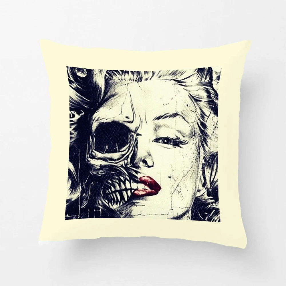 Skull Beauty Printing Throw Pillow Case Decorative Cushion C