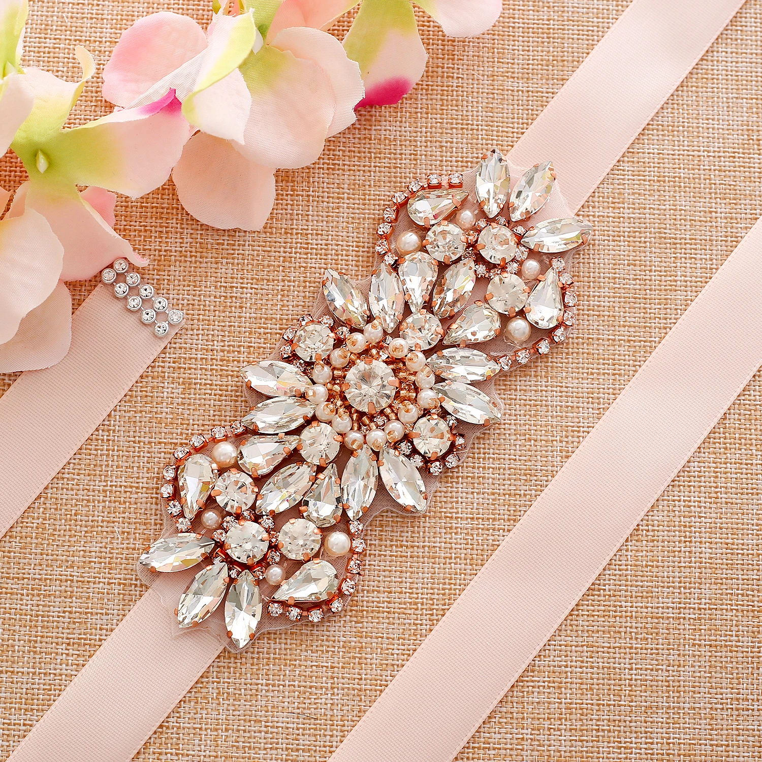Rose Gold Crystal Bridal Belt Beads Wedding Rhinestones Sash For And Bridesmaid Dresses S212RG | Свадьбы и торжества
