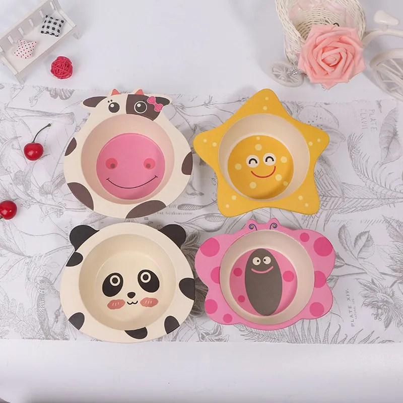 Доступная безопасная мультяшная тарелка посуда для детей из бамбукового волокна