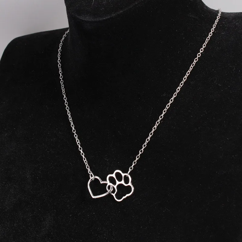 Цепочка с подвеской в виде собачьей лапы сердца|dog paw|heart pendant necklaceanimal jewelry |