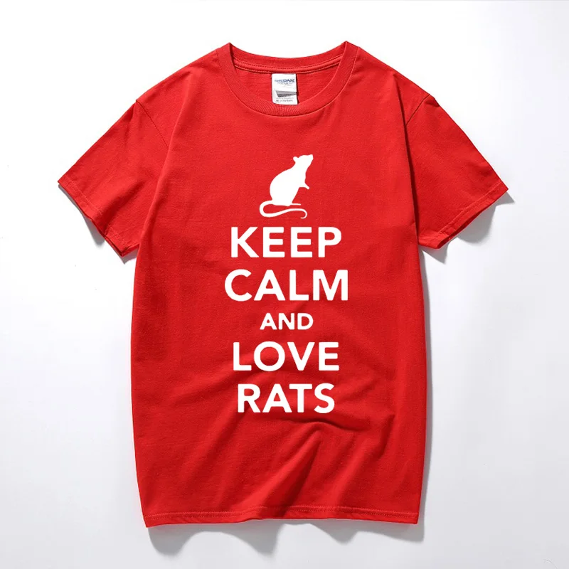 Модная Повседневная забавная Мужская футболка RAEEK Keep Calm And Love крысы|Мужские