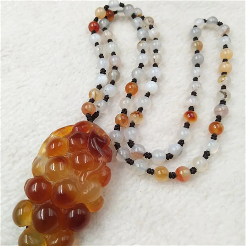 Natural agate chalcedony authentic carved pendant grape fruitful cb29# | Украшения и аксессуары