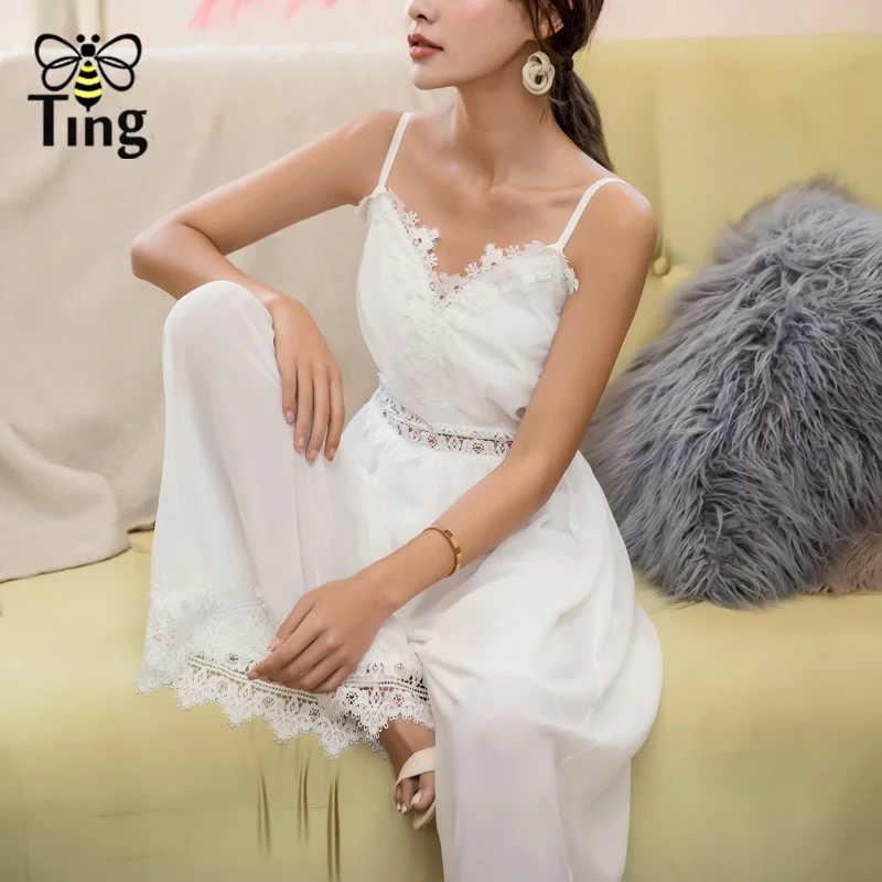 Женский кружевной комбинезон в стиле бохо с v образным вырезом и широкими