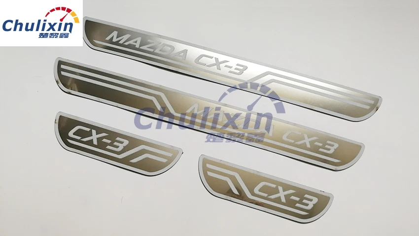 

Для 2014 2015 2016 2017 MAZDA CX-3 CX3 CX стикер для стайлинга автомобилей 4 шт./лот накладка из нержавеющей стали Накладка порог декоративное покрытие авто ...