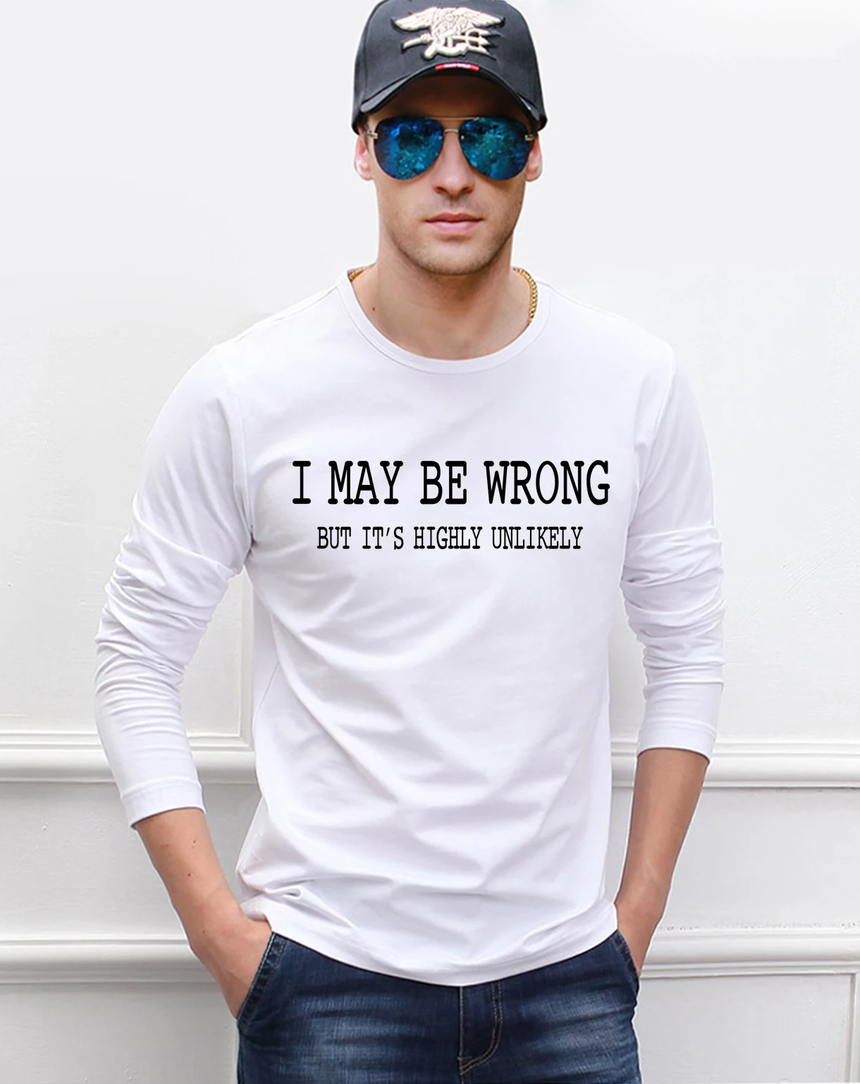 Мужская футболка с длинным рукавом забавное отношение я могу быть неправильно