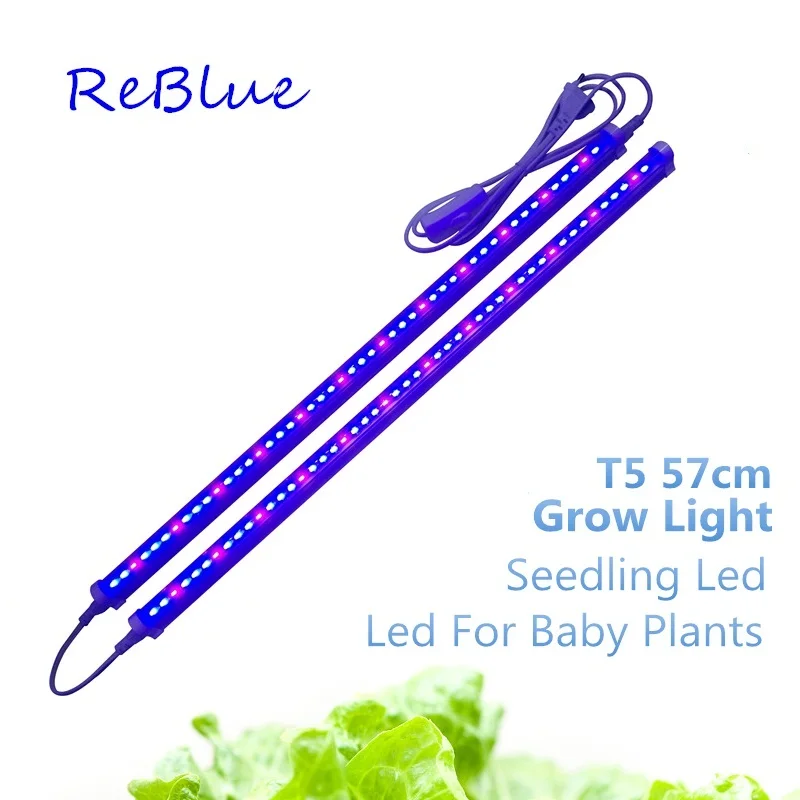 ReBlue светодиодный светильник для выращивания растений, лампа для растений 12 Вт 24 Вт T5, светильник для растений, полный спектр для рассады цветов