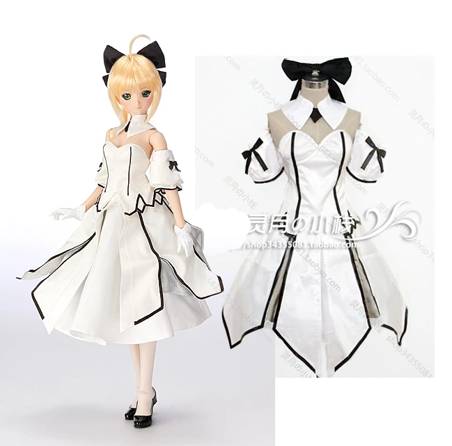

Free shipping Fate Stay Night FATE/ZERO Anime Saber Lily White Cosplay Costum Full Set