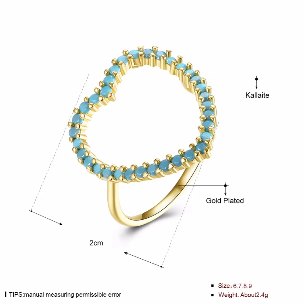 GNIMEGIL ювелирный бренд природа бирюзой Романтический Gold Filled кольцо сердце Форма