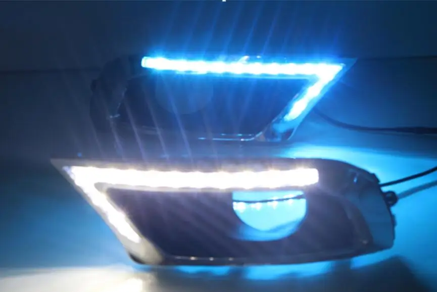 

Qirun led drl daytime running light for Toyota Camry 2009-2011 with yellow turn signals and blue night running light